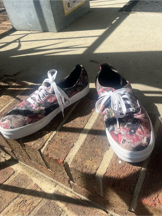 Vans Shoes - Classic Vans Floral Canvas Lace-Up Sneakers - Pink/Black